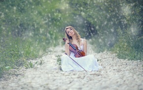 girl outdoors, girl, violin, music