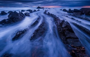 stones, nature, landscape, mist