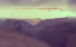 mountain, Illuminati, technology, motion blur, triangle
