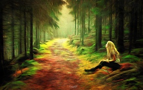 painting, forest