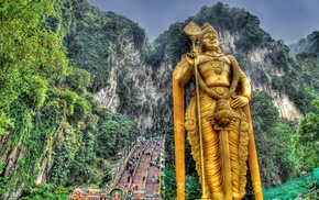 statue, HDR, gold, mountain, nature