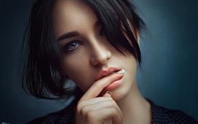 portrait, girl, Georgiy Chernyadyev, model, blue eyes, brunette