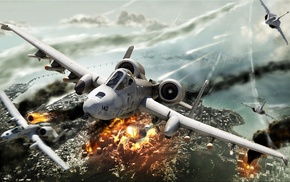 dogfight, artwork, Fairchild A, 10 Thunderbolt II, Dassault Rafale