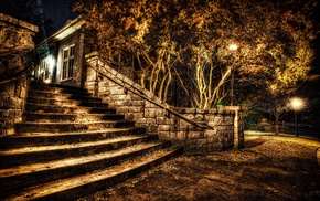 stairs, park, night, HDR