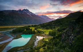 Chile, river, Patagonia, nature, forest, landscape