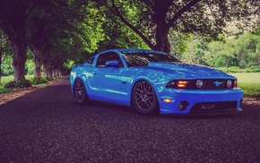 blue cars, Ford Mustang, car