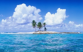 water, atolls, sea, landscape, nature, clouds