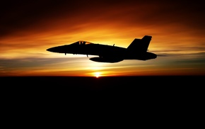 aircraft, sunset, FA, 18 Hornet