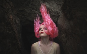 girl, model, pink hair