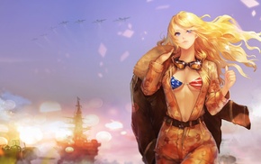 cleavage, girl, artwork, blonde