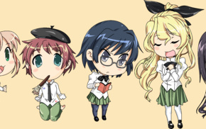 Katawa Shoujo, Lilly Satou, Shizune Hakamichi, chibi, Hanako Ikezawa, simple background