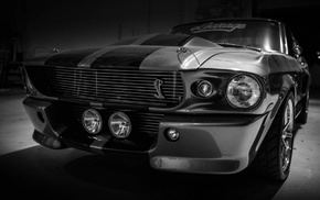 monochrome, car, Ford Mustang