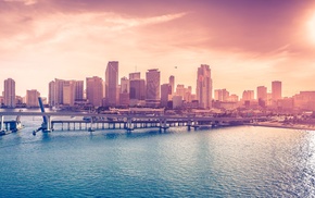 cityscape, USA, Miami, warm colors, city