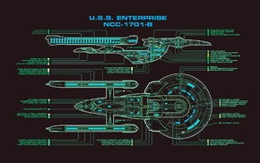 USS Enterprise spaceship, Star Trek, schematic
