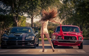 Dodge Viper, Shelby Cobra, legs, girl, car