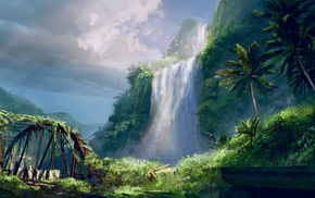 landscape, waterfall