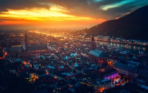 landscape, Heidelberg, Germany, castle, mountain, river