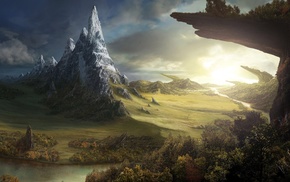 drawing, fantasy art, landscape