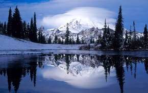 landscape, winter, mountain, nature, lake