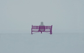 people, bench, snow, winter, landscape