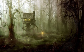 swamp, witch, fantasy art, forest