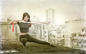 model, Asian, sword, girl