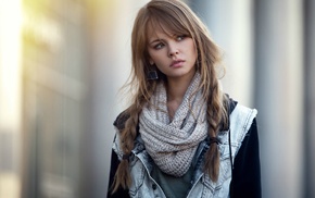 long hair, looking away, Anastasia Scheglova, model, girl outdoors, brunette