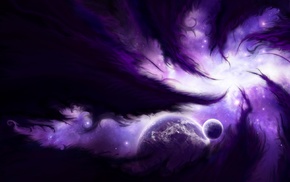 space art, purple, nebula, planet, space