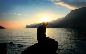 men, nature, rock, river