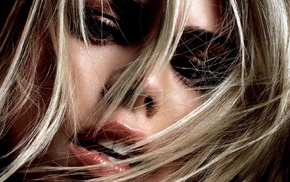 face, hair in face, blonde, closeup, Billie Piper