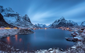 winter, nature, landscape, mountain, lake