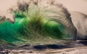 waves, landscape, nature, green, sea