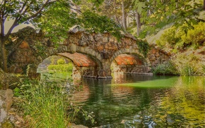 landscape, river, bridge