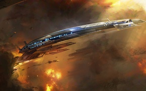 fantasy art, spaceship, upscaled, video games, Mass Effect