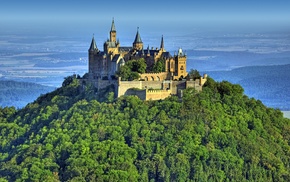landscape, building, castle, Hohenzollern, forest