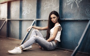 model, girl, jeans