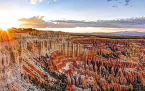 landscape, desert, sunlight, clouds, Bryce Canyon National Park, canyon
