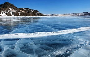 lake, nature, winter, ice, landscape