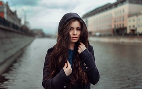 sweater, girl, portrait, river, model