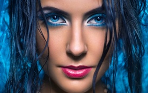 portrait, model, girl, makeup, blue eyes, closeup