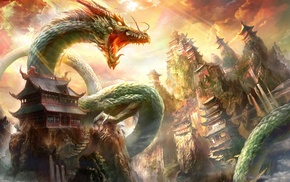 China, dragon, fantasy art