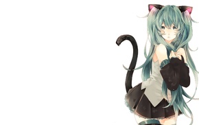 nekomimi, white background, skirt, Vocaloid, tail, cat ears