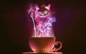 tea, smoke, cup, Alice in Wonderland, Cheshire Cat