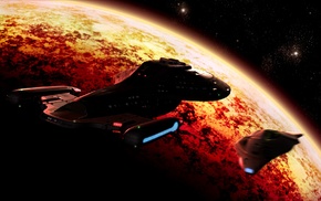 USS Voyager, spaceship, space, Star Trek