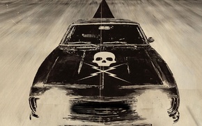 Grindhouse, skull, muscle cars, car