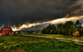 nature, clouds, house