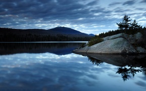 New York state, reflection, rock, nature, mountain, clouds