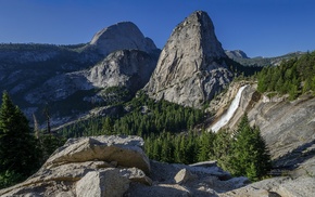 waterfall, nature, landscape, mountain