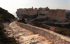 France, landscape, Corsica, bricks