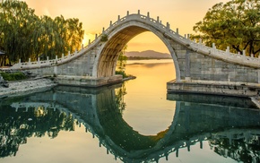 building, landscape, reflection, bridge